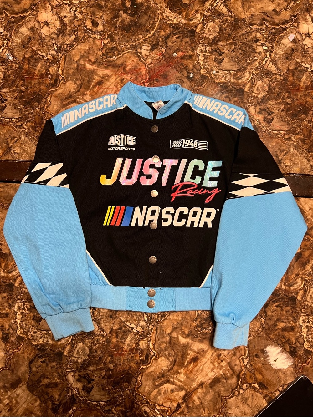 Nascar Kids Racing Jacket in Black & Light Blue